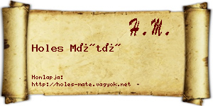 Holes Máté névjegykártya